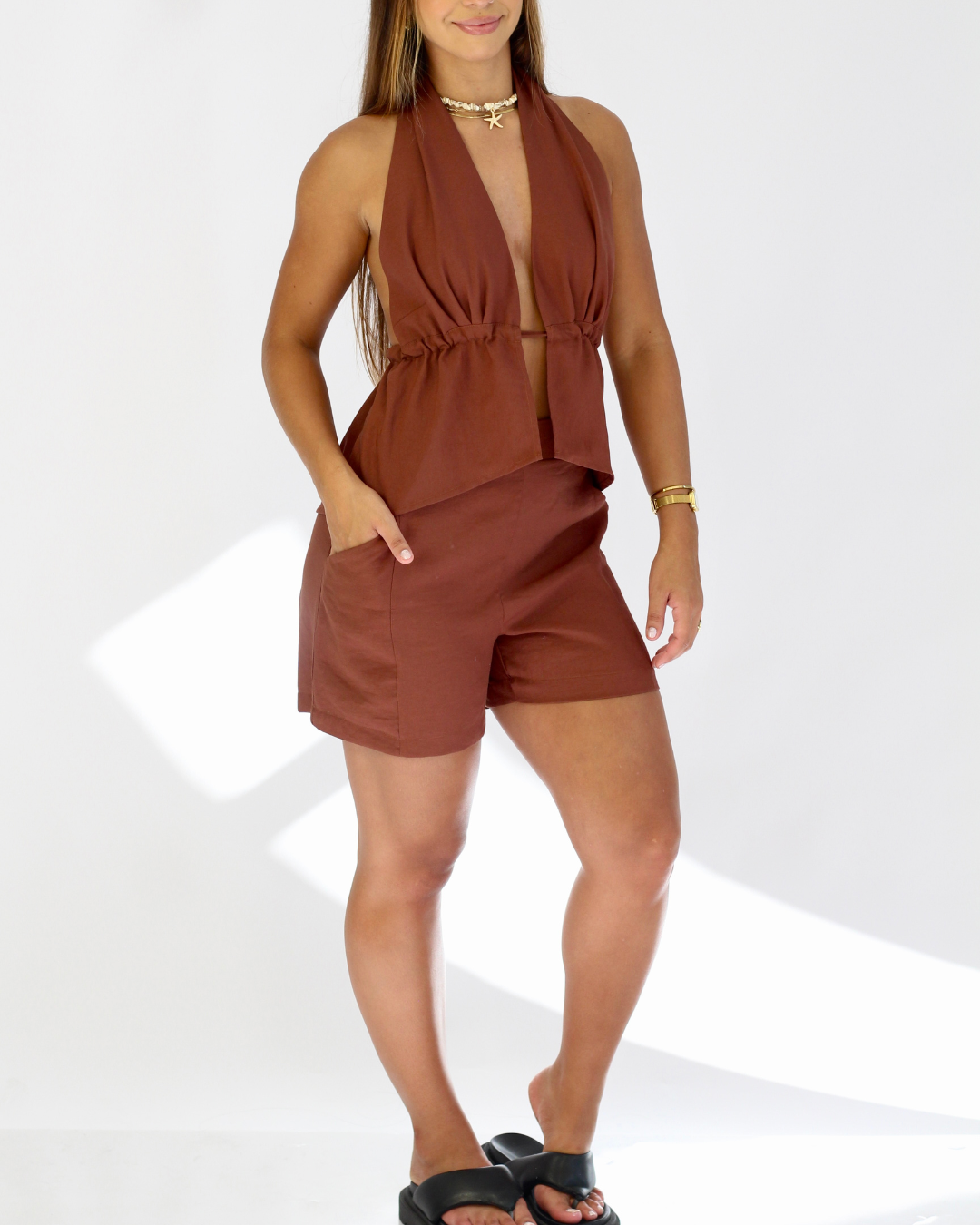 Short Riviera Marrom - Viscose Alfaiataria