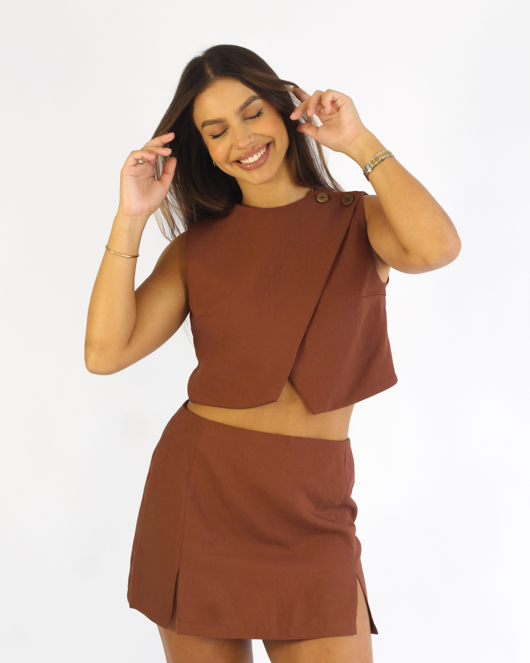 Cropped Yuna Marrom - Viscose Alfaiataria