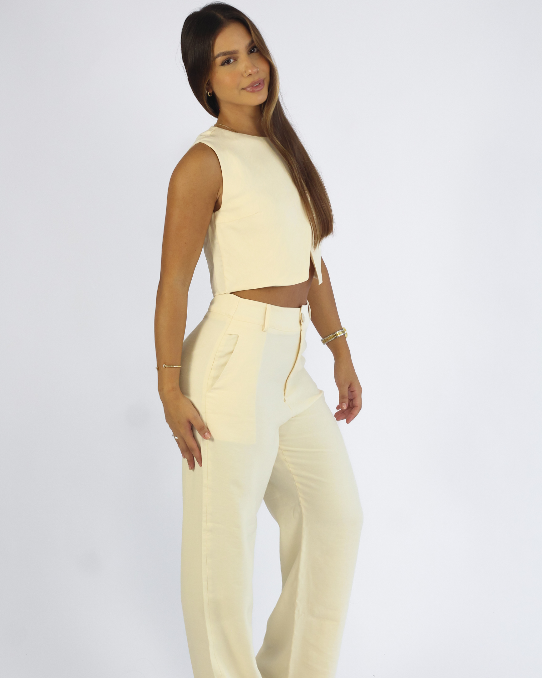 Calça Pantalona Areia - Viscose Alfaiataria
