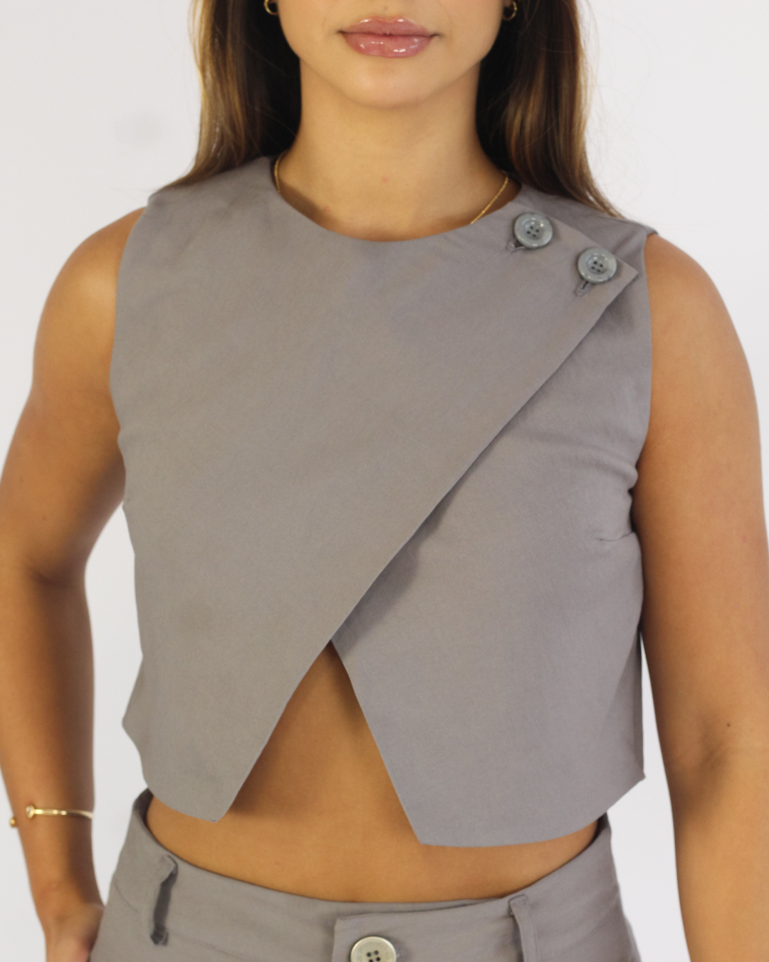 Cropped Yuna Cinza - Viscose Alfaiataria