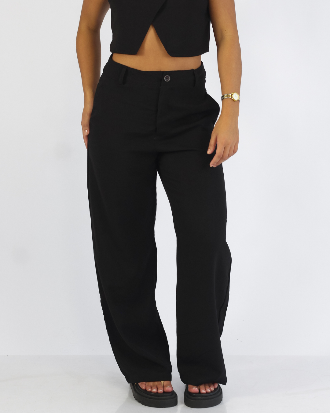 Calça Pantalona Preta - Viscose Alfaiataria