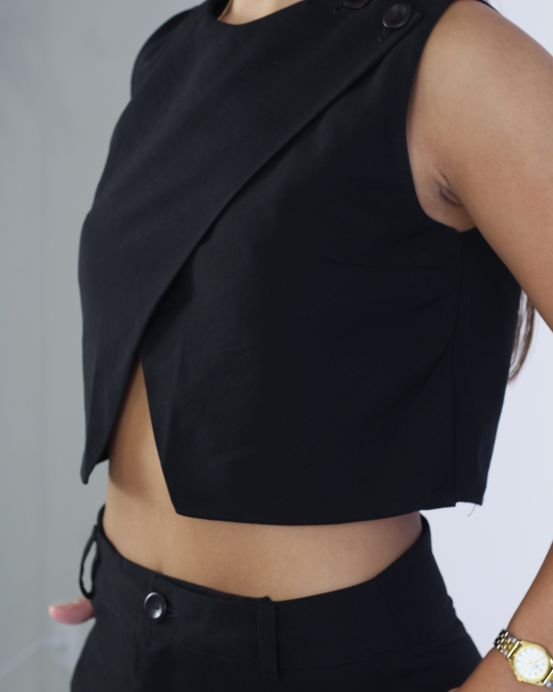 Cropped Yuna Preto - Viscose Alfaiataria