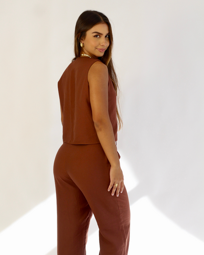 Calça Siena Marrom - Viscose Alfaiataria