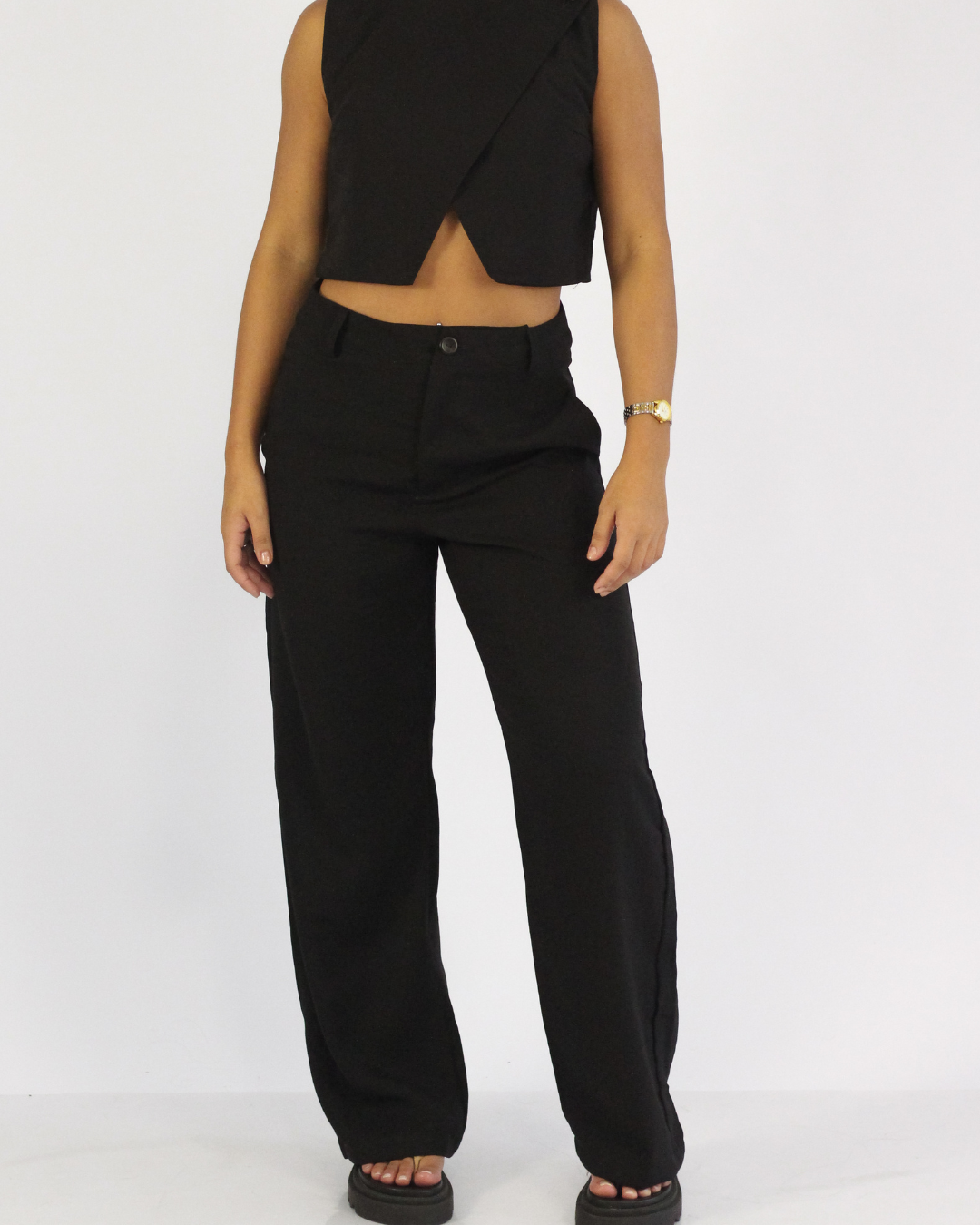 Calça Pantalona Preta - Viscose Alfaiataria