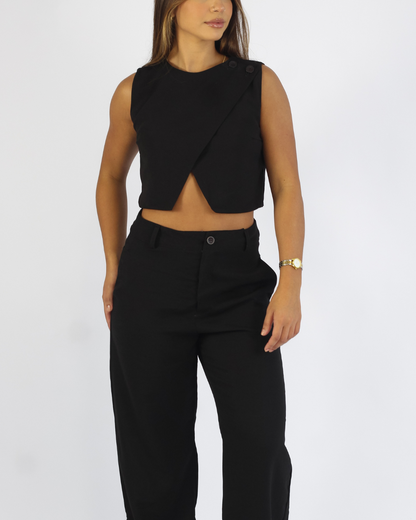 Cropped Yuna Preto - Viscose Alfaiataria