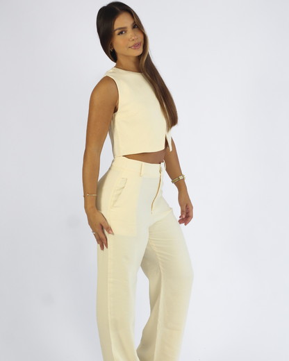 Calça Pantalona Areia - Viscose Alfaiataria