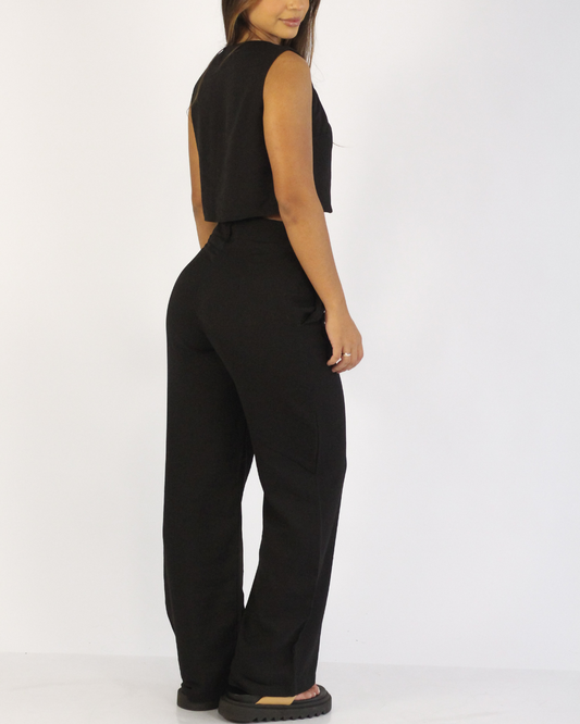 Calça Pantalona Preta - Viscose Alfaiataria