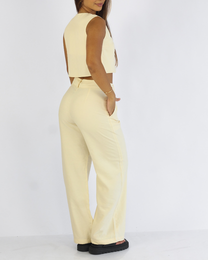 Calça Pantalona Areia - Viscose Alfaiataria
