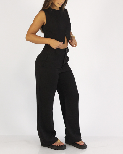 Calça Pantalona Preta - Viscose Alfaiataria