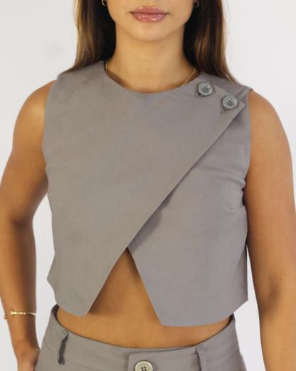 Cropped Yuna Cinza - Viscose Alfaiataria