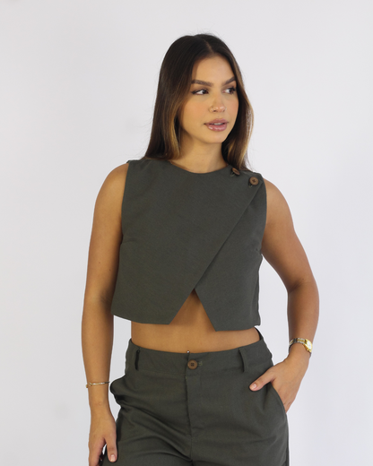 Cropped Yuna Verde - Viscose Alfaiataria