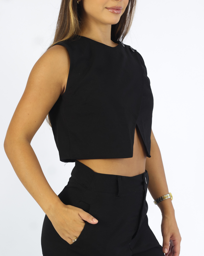 Cropped Yuna Preto - Viscose Alfaiataria